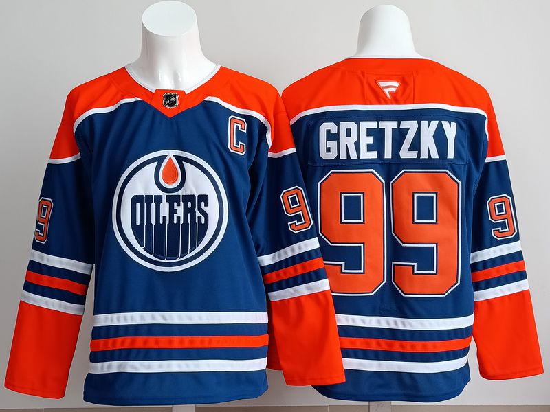 Men 2025 Edmonton Oilers #99 Gretzky Blue Fanatics Home Premium NHL Jersey style 1->edmonton oilers->NHL Jersey